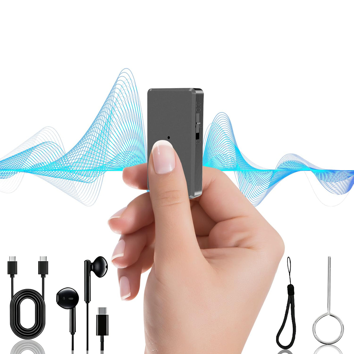 FJJVFF 64GB voice recorder with one-button control for quick lectures.
