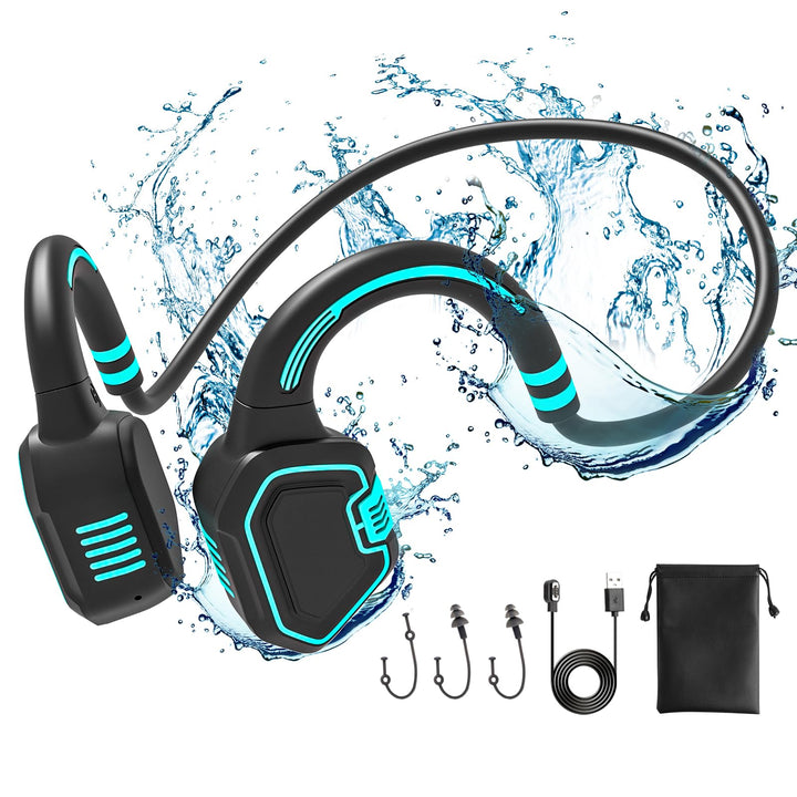 FJX front view showing blue headphones and packaging, clear product ID and benefit