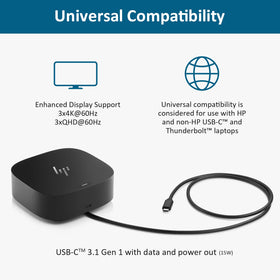 FKA HP G5 dock connected with 120W power delivery for laptops