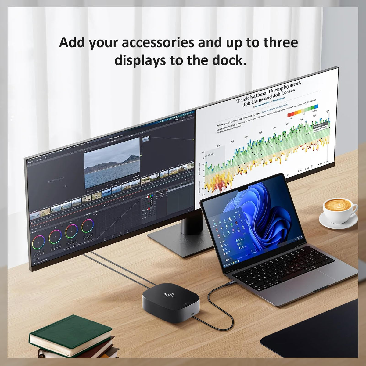 FKA HP G5 dock with cable bundle ready for fast setup
