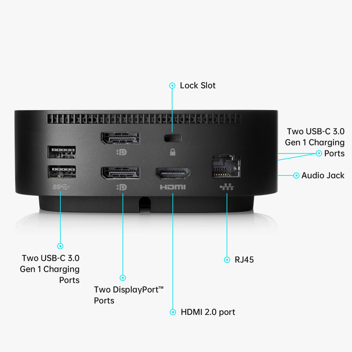 FKA HP G5 dock side profile showing compact footprint on a desk