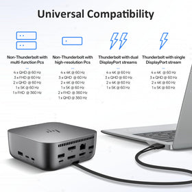 FKAfusiontech HP Dock includes HDMI, DP, and USB-C cables for easy setup