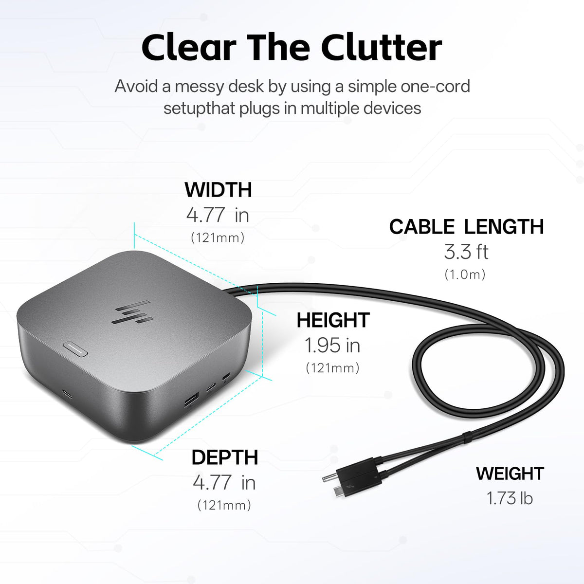 FKAfusiontech HP Dock compact design keeps your desk tidy with rear USB-C