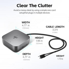 FKAfusiontech HP Dock compact design keeps your desk tidy with rear USB-C