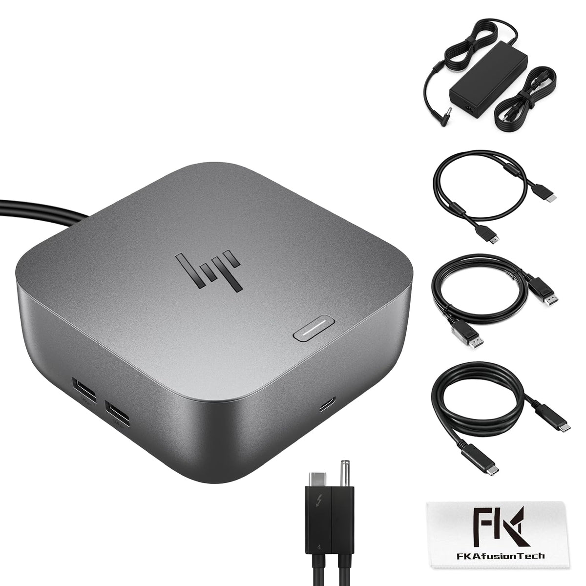 FKAfusiontech HP Dock dual-monitor setup for enhanced multitasking and productivity.