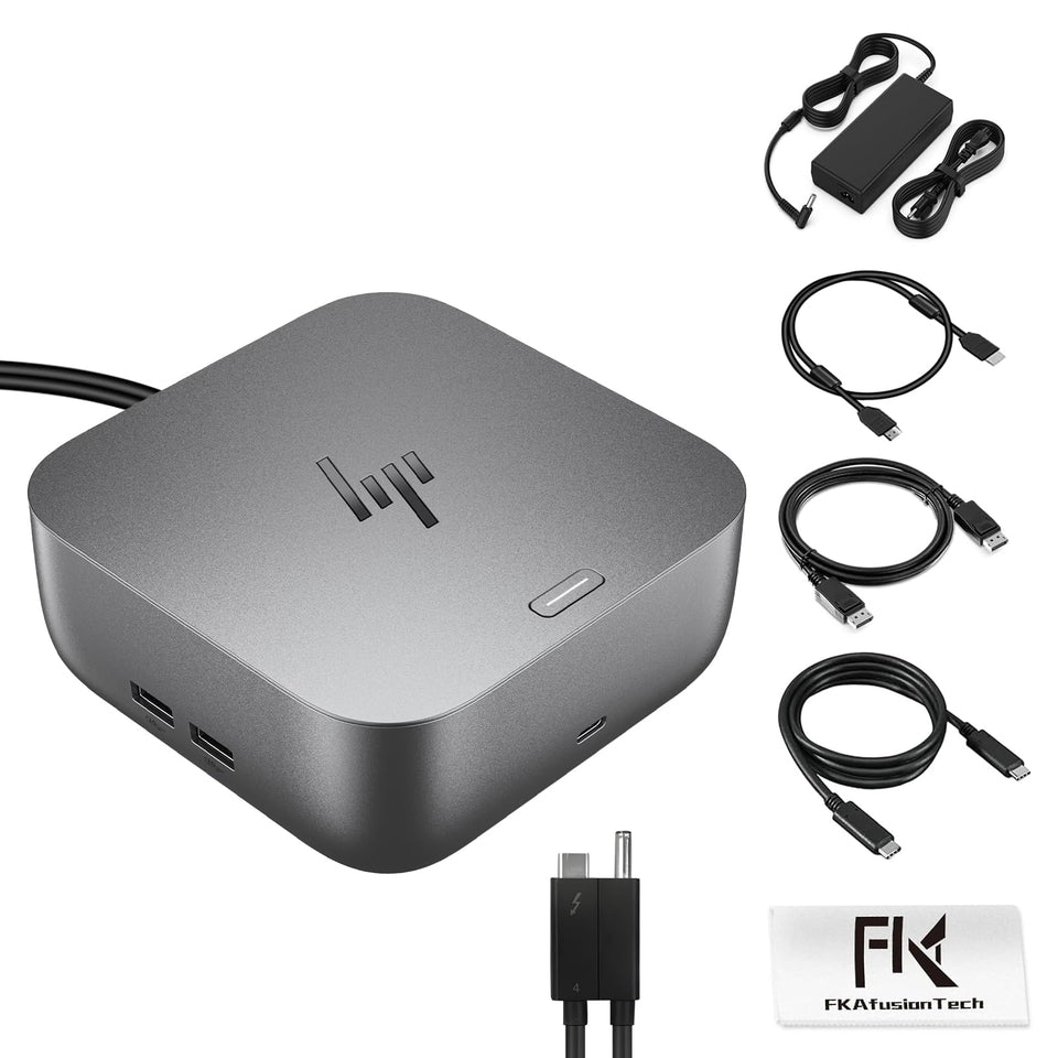 FKAfusiontech HP Dock dual-monitor setup for enhanced multitasking and productivity.