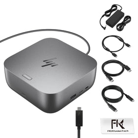 FKAfusiontech HP Thunderbolt 4 Ultra 100W Dock top view showing dual-monitor readiness and charging capability