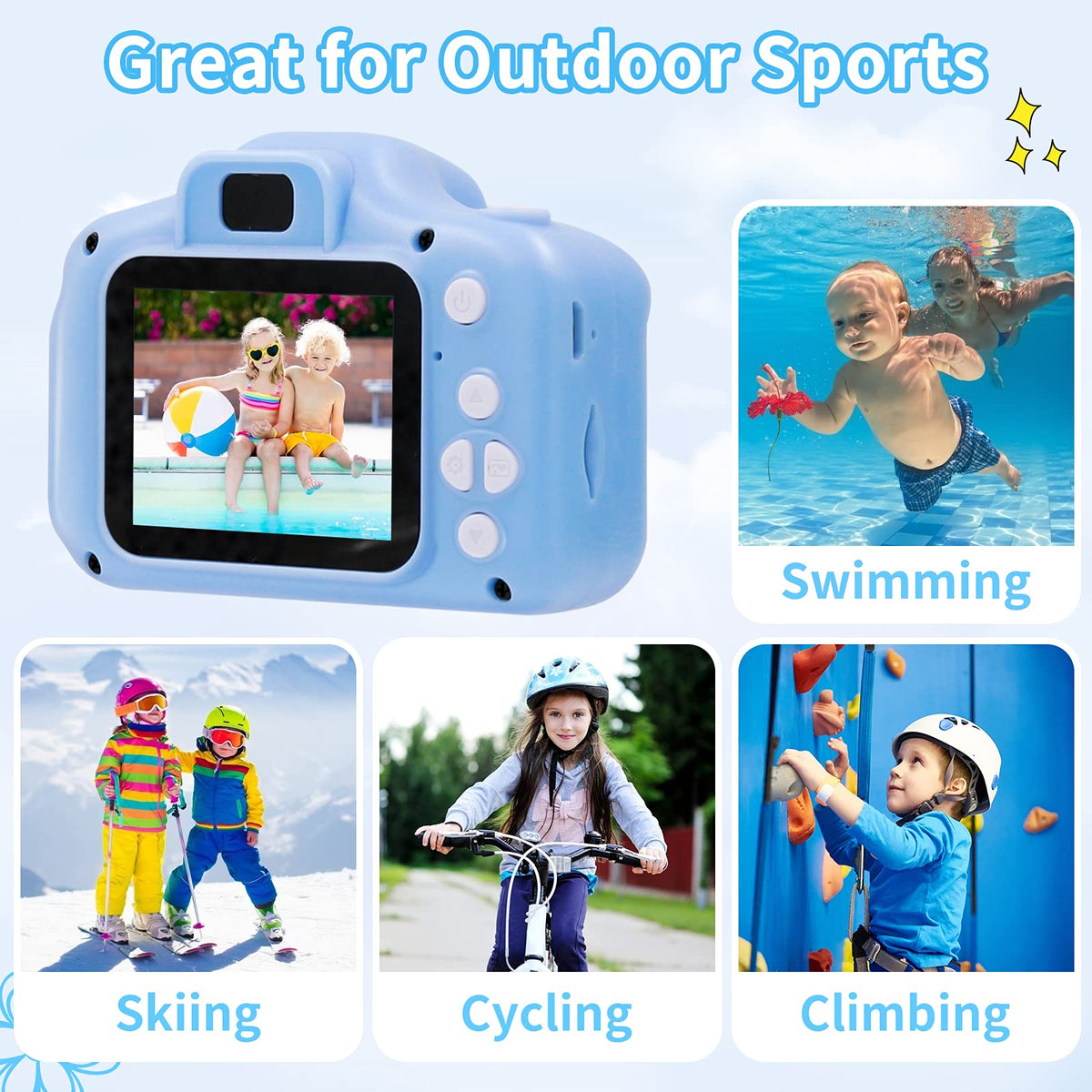 FKATEEN kids camera captures sharp 12MP photos with 4x zoom