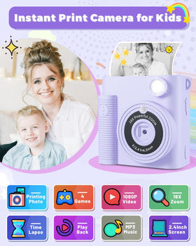 FKATEEN kids camera with 2.4-inch display previews photos quickly on the go.