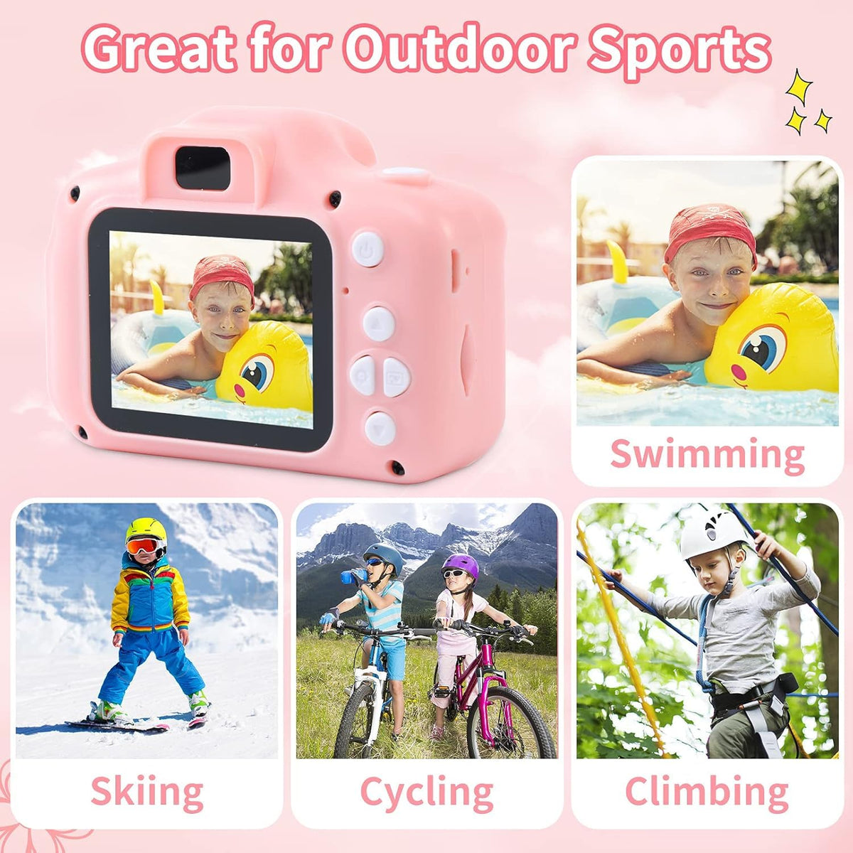 FKATEEN kids camera 2inch ips screen provides clear viewing for kids