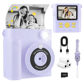 FKATEEN kids camera instant print front view for easy, kid-friendly photography.