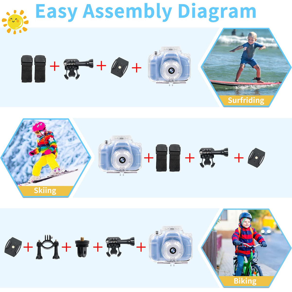 FKATEEN kids camera waterproof case protecting against splashes and depths