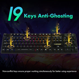 FLAGPOWER ergonomic keyboard with angled design reduces fatigue during long sessions.