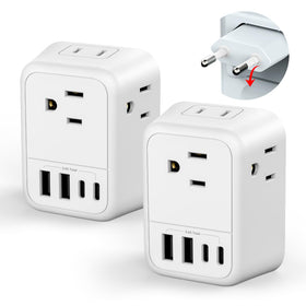 FlashSonic 2-pack European travel plug adapter in compact case for easy packing.