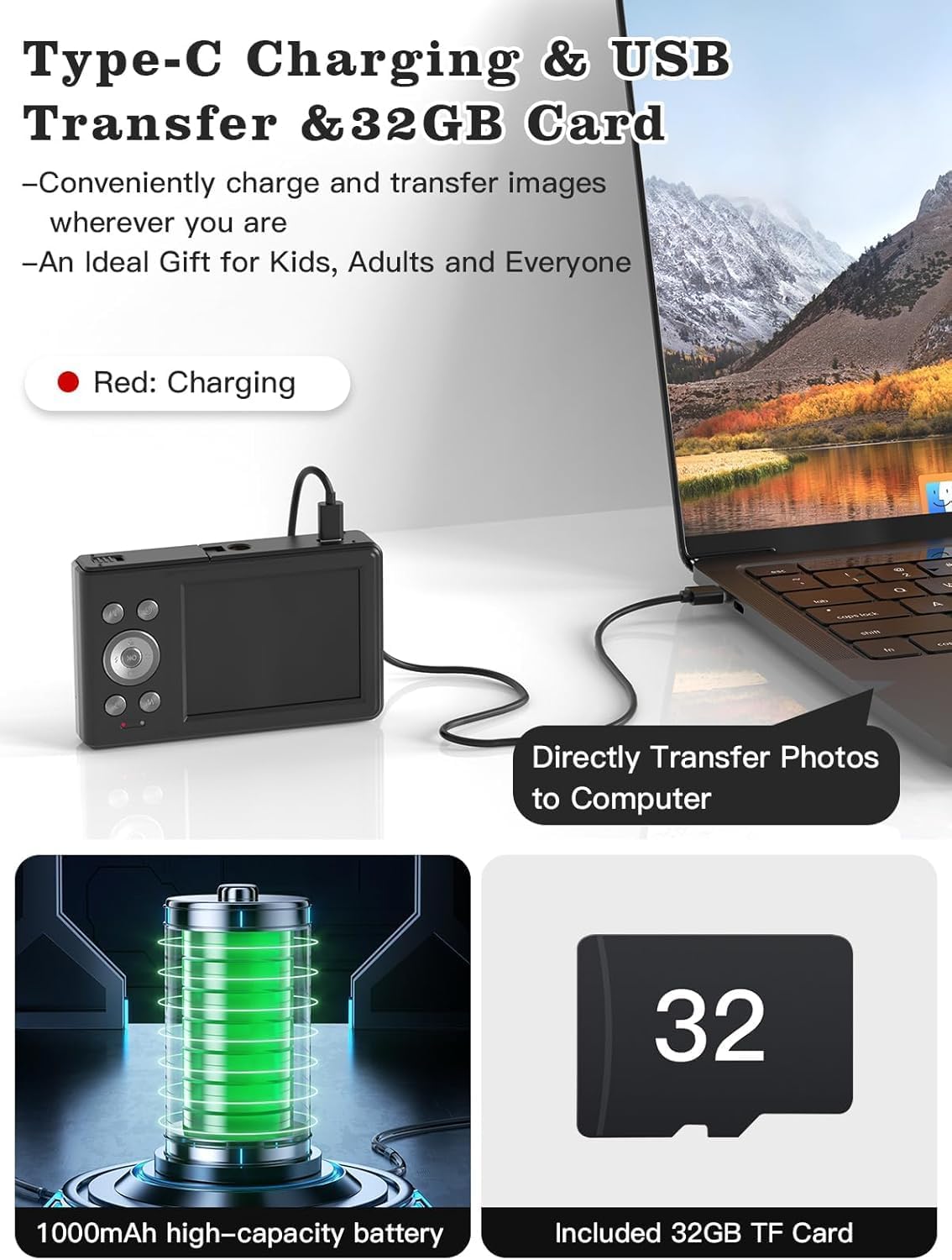 Fleafer camera with face recognition and smile detection for easy candid shots.