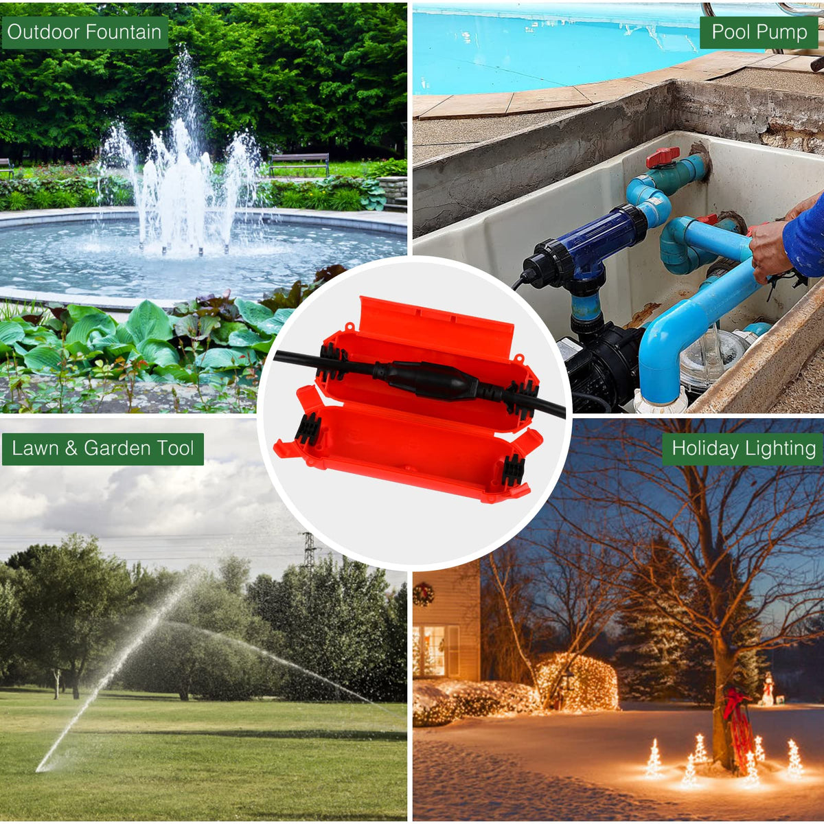 Flemoon red cover blends with outdoor spaces while safeguarding electrical connections.