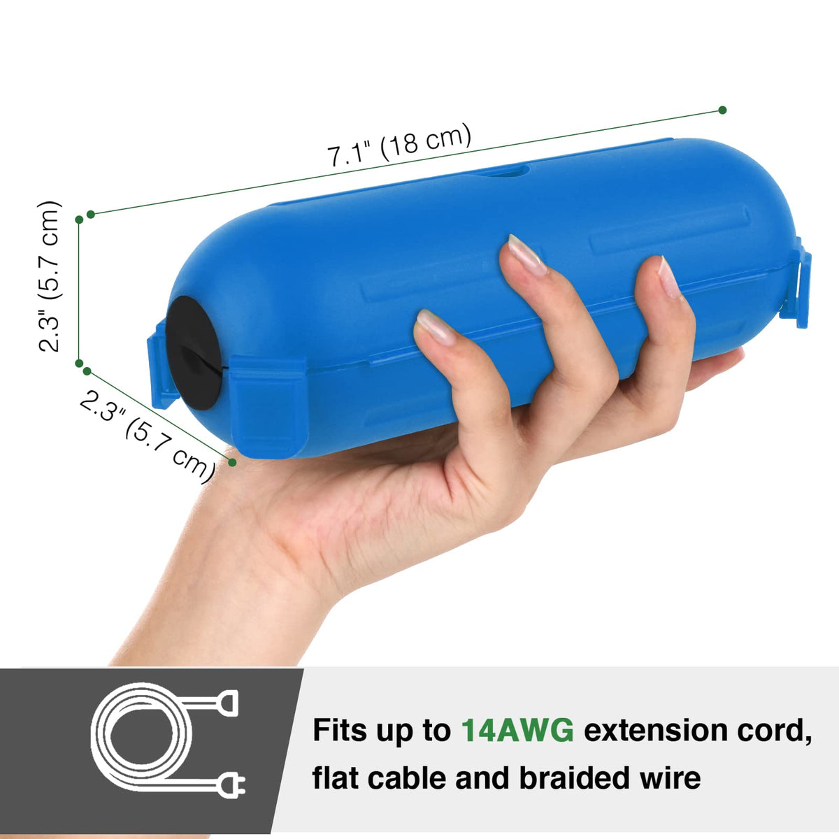 Flemoon IPX4 waterproof box entry port on blue housing ready for 10mm cords.