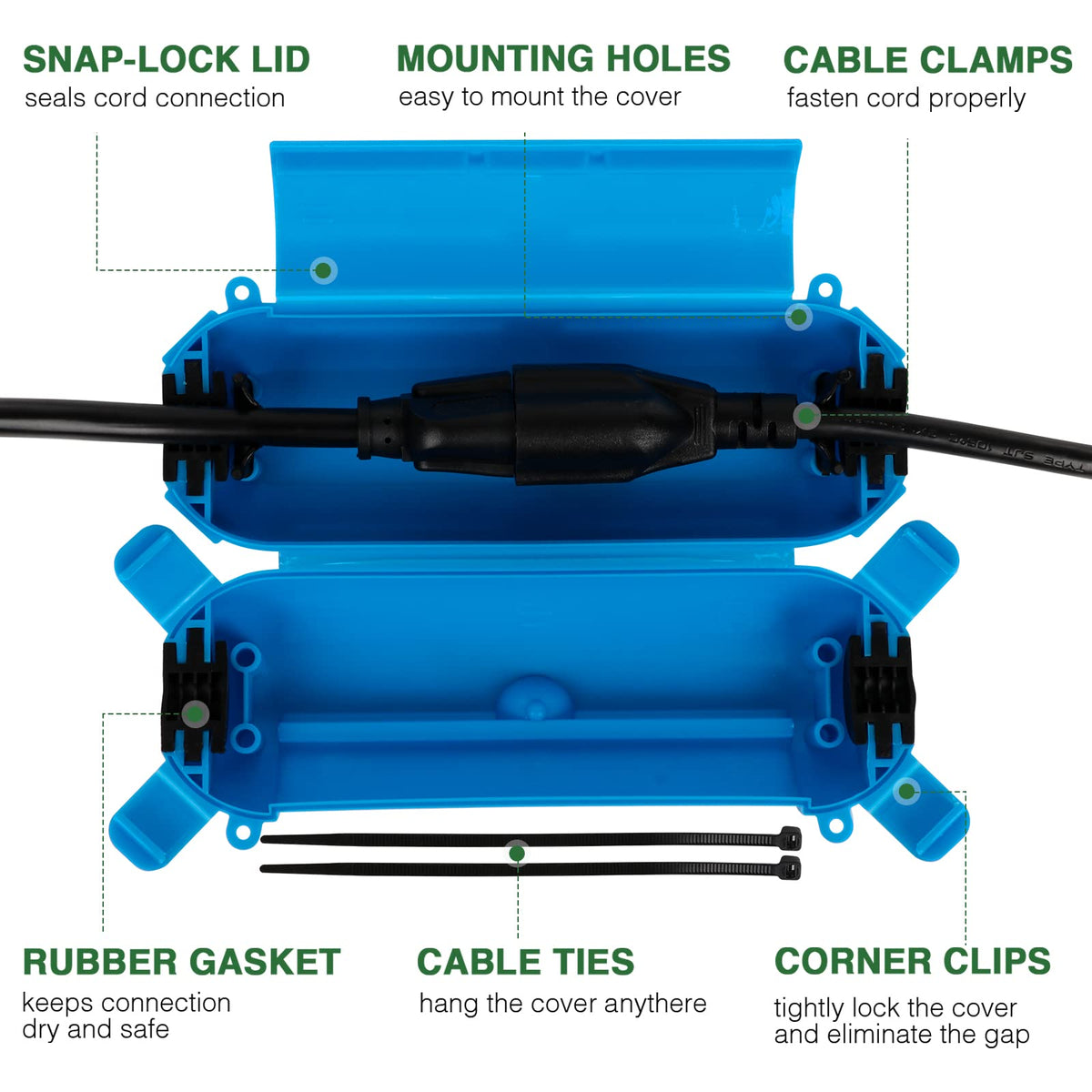 Flemoon cover lid with snap-lock for secure weatherproof seal on blue unit.