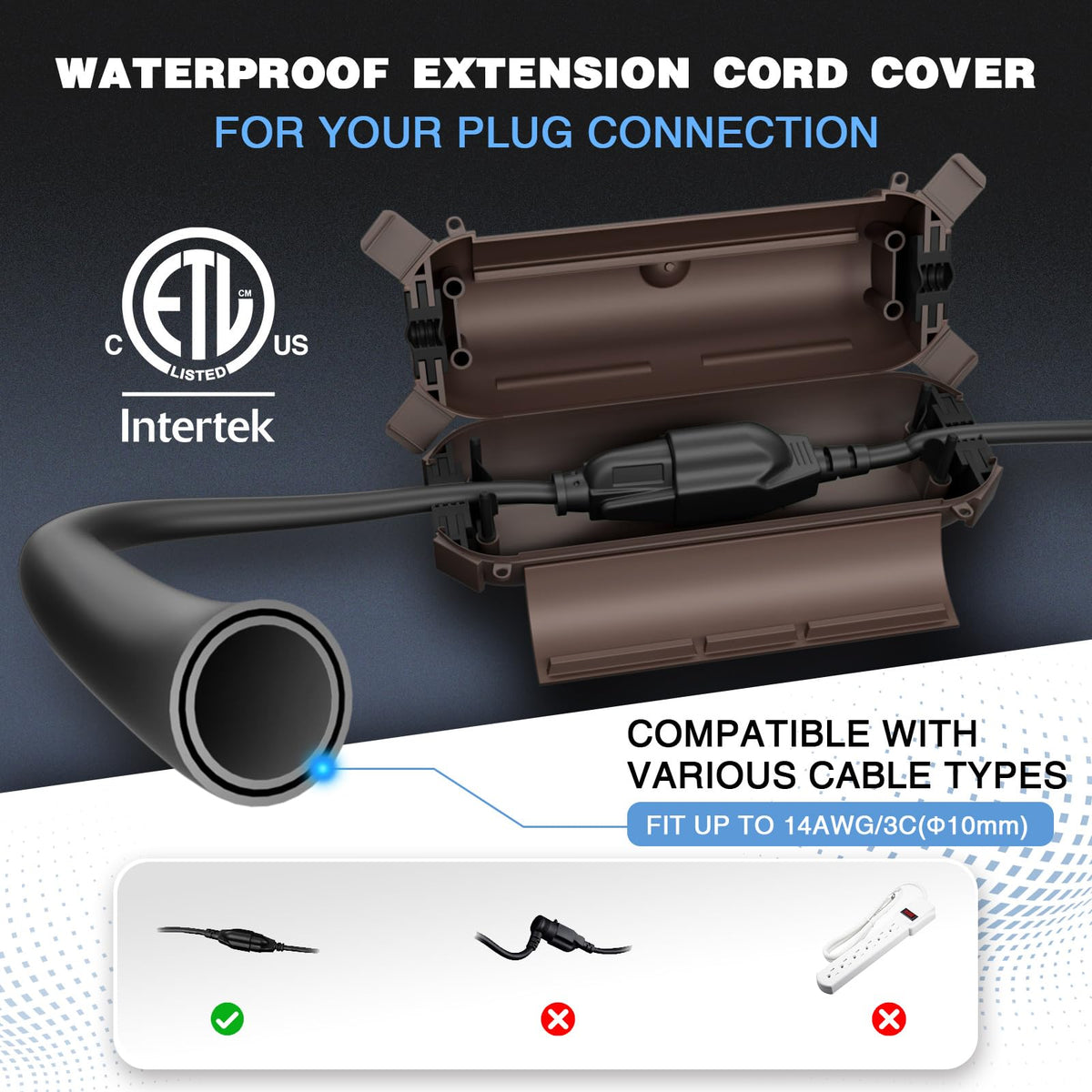 Flemoon weatherproof connection box brown housing protects outdoor plugs.