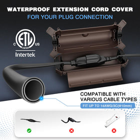 Flemoon weatherproof connection box brown housing protects outdoor plugs.