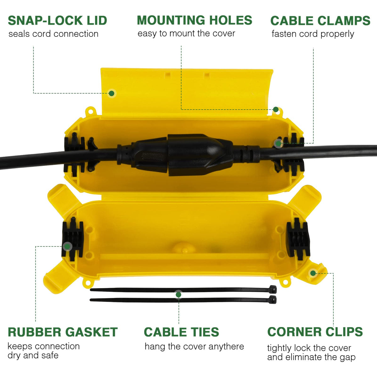 Flemoon weatherproof electrical box for outdoor use keeps cords dry