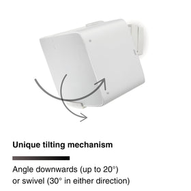 Flexson Wall Mount for Sonos Five White swivel-60 degrees for flexible listening.