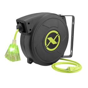 Flexzilla retractable extension reel with 50 ft reach for versatile workspace power.