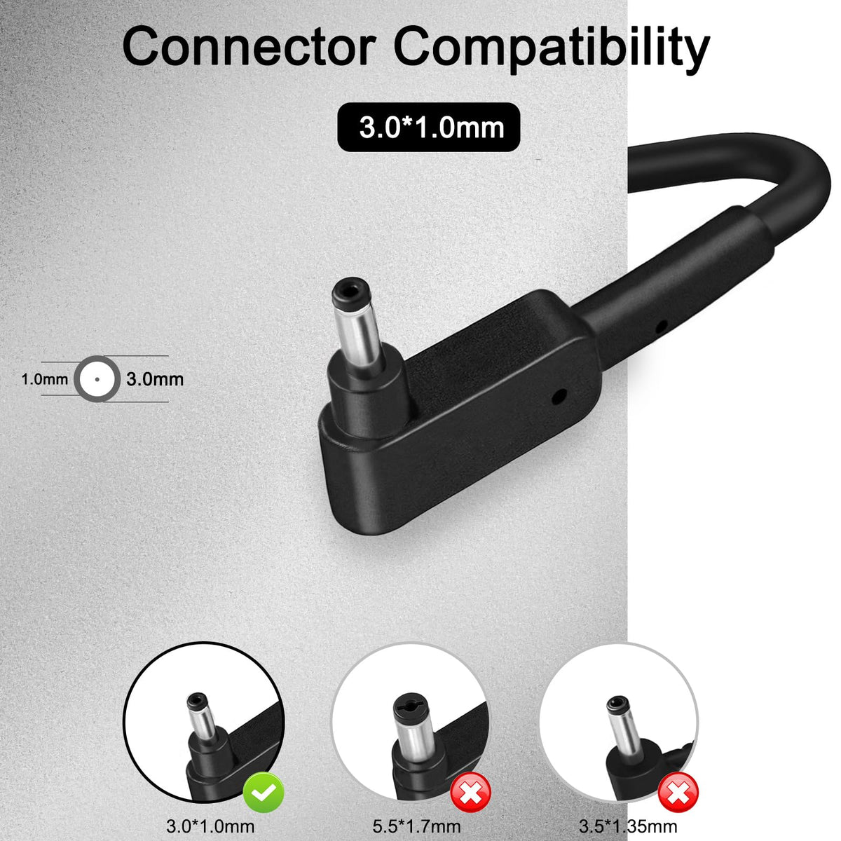 FLGAN 45W charger side cable view showing connector.