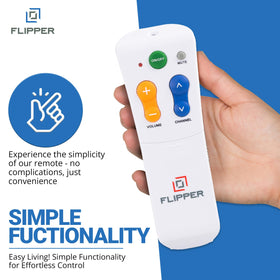 Flipper held in hand to show size and ergonomic grip for seniors
