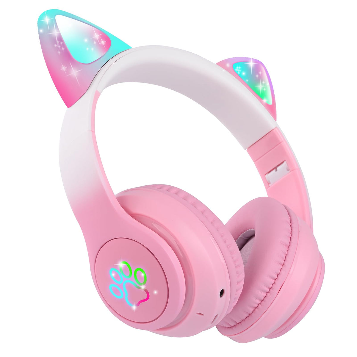 FLOKYU pink Pro front view showing cat ears and LED lights, playful look and visibility