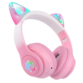 FLOKYU pink Pro front view showing cat ears and LED lights, playful look and visibility