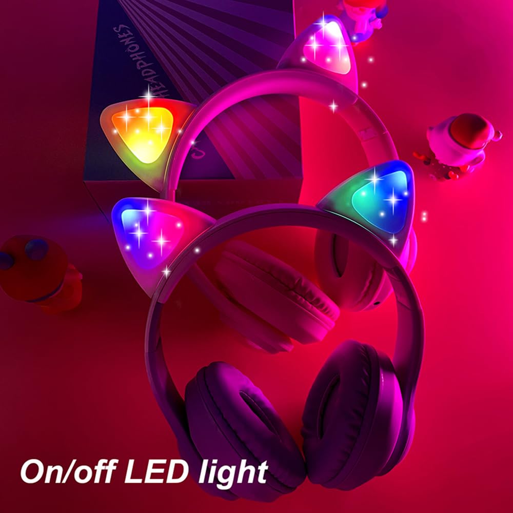 FLOKYU LED cat ear close-up highlighting color-changing lights and fun appeal