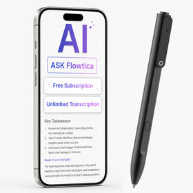 Flowtica Scribe front view: premium aluminum AI pen for professional meetings.