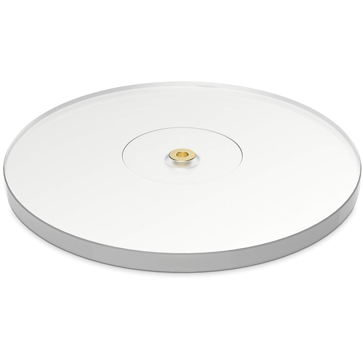 Fluance high-density acrylic platter close-up highlighting damping for clearer bass.