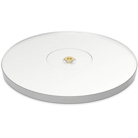 Fluance high-density acrylic platter close-up highlighting damping for clearer bass.