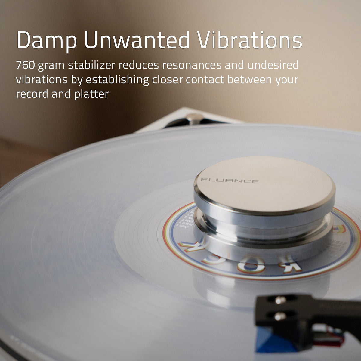 Fluance velvet pad close-up protecting labels and reducing resonance