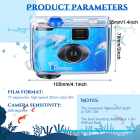 Flutesan 3-pack waterproof disposable camera back view with simple operation notes for carefree shooting.