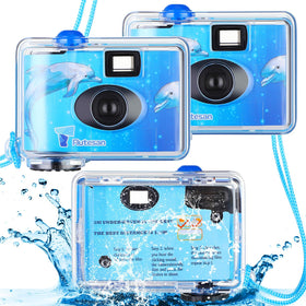 Flutesan 3-pack waterproof disposable camera front view captures ready-to-use beach memory moments.