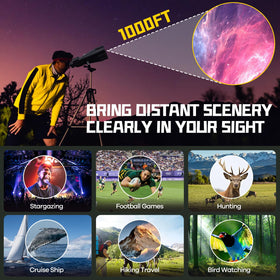 Flyant binoculars support long-range bird watching with clear, bright images.
