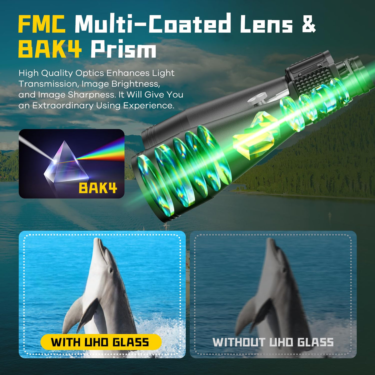 Flyant binoculars ideal for hiking and camping adventures with rugged grip.