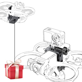 FLYDrone Avata 2 front mounted airdrop system showing secure fit and balance.