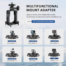 FLYDrone dual side clip attachment displaying fast tool-free mounting advantage.