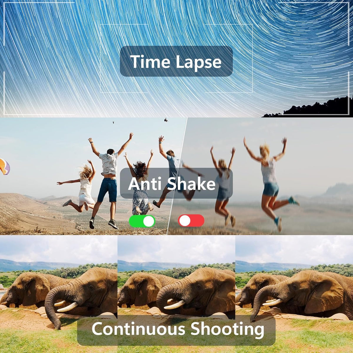 FlyFrost 4K camera 48MP sensor; sharp photos with rich textures for crisp portraits.
