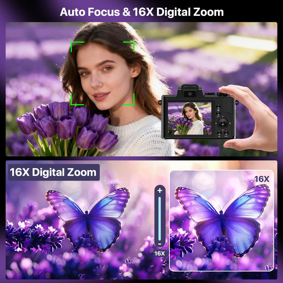 FlyFrost 8K camera 3.2-inch touchscreen for easy framing and focus