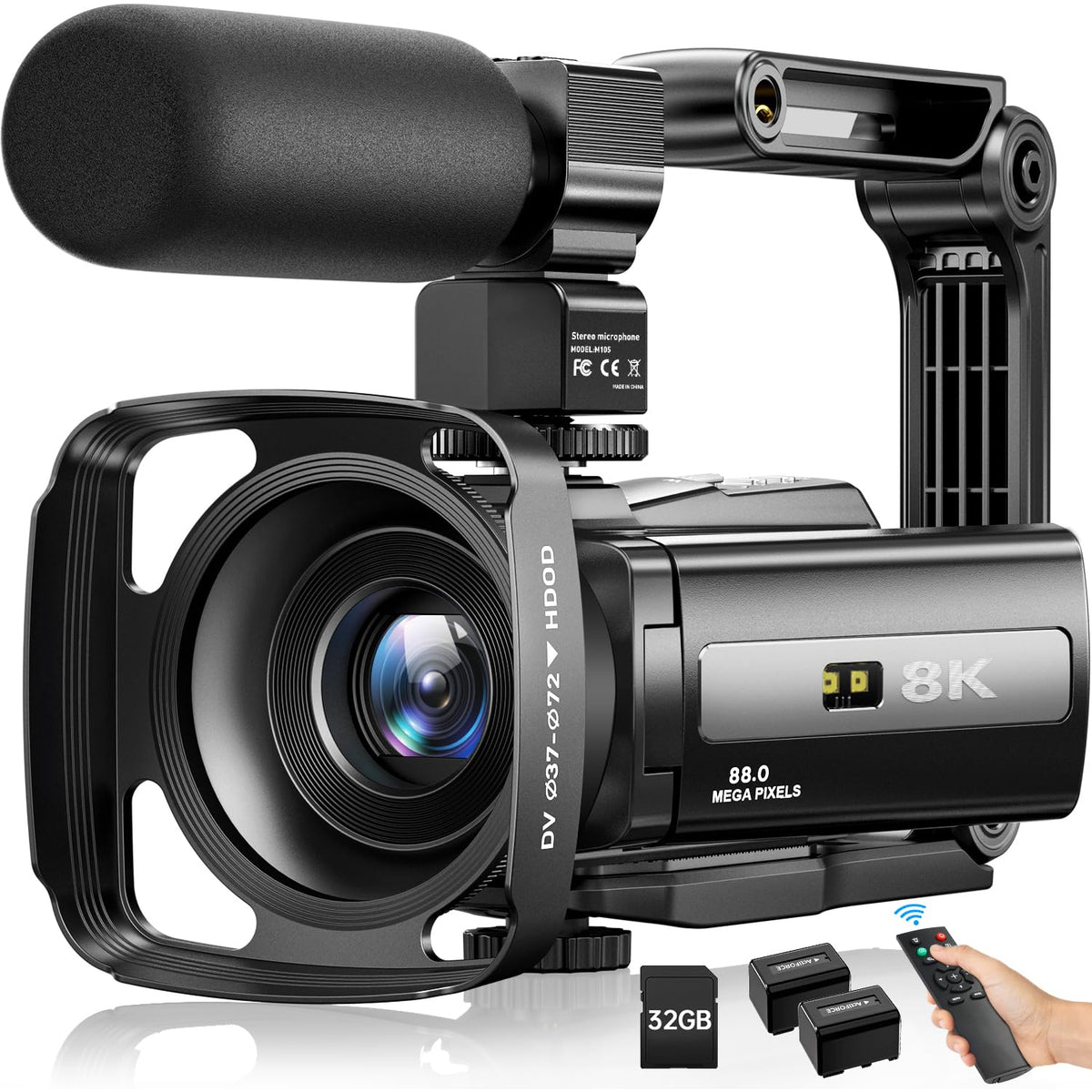 FlyFrost 8K camera front view for crisp vlogging footage.