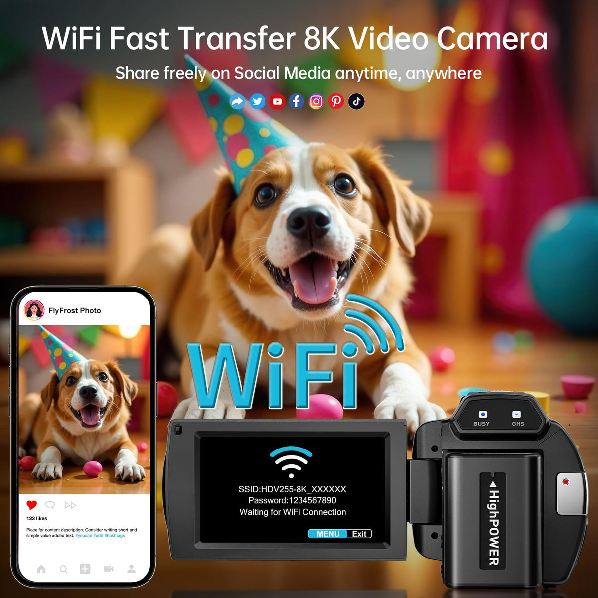 FlyFrost IR night vision mode enables low-light shooting