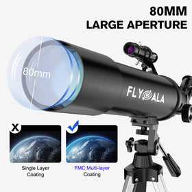 FlyGala adjustable tripod supports comfortable viewing for kids and adults.