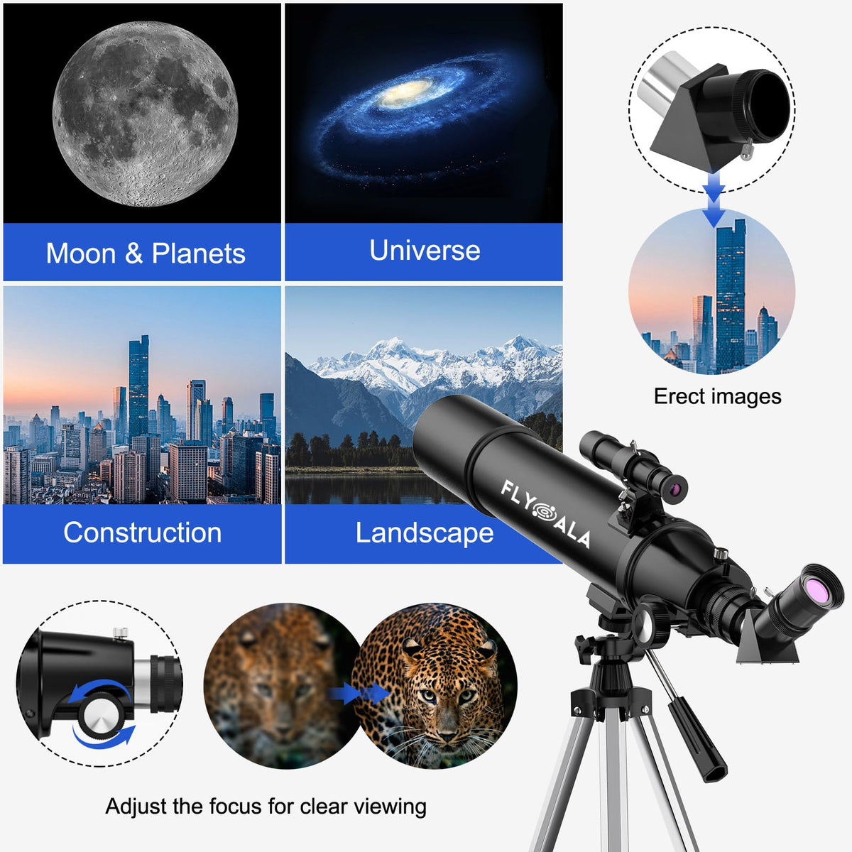 FlyGala beginner-friendly telescope suitable for family stargazing.