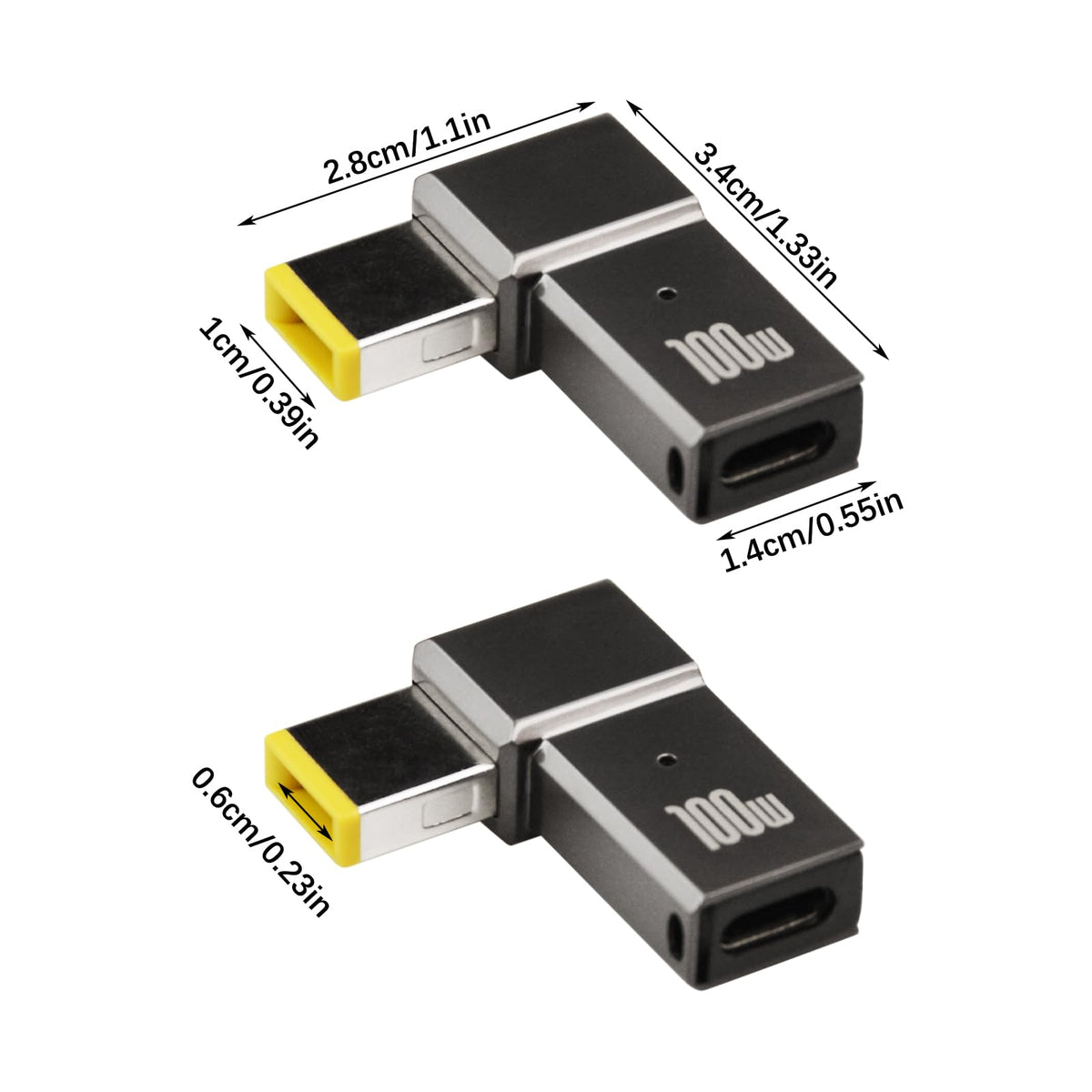 Flylin slim-tip adapter side profile highlighting sleek zinc alloy shell.