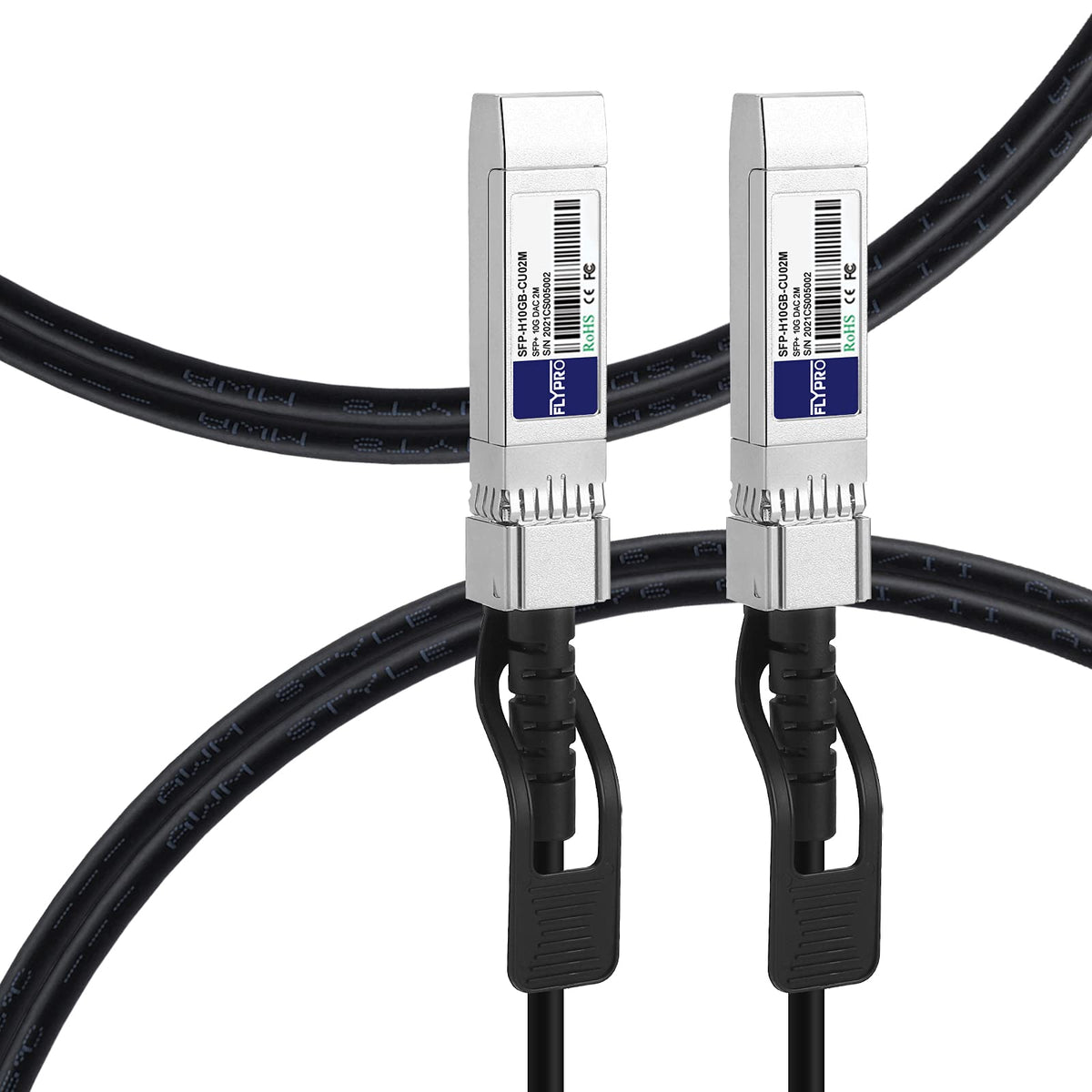 FLYPROFiber 10G DAC cable front view for quick plug-and-play deployments